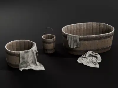 buckets and tubs 3D model
