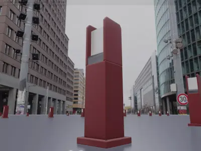 Street Light 8 Bollard 500mm Dark Red Version 1 Low-poly 3D model