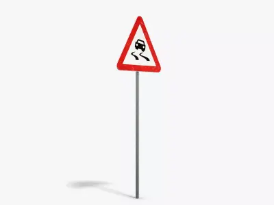 Slippery Road Sign Low-poly 3D model