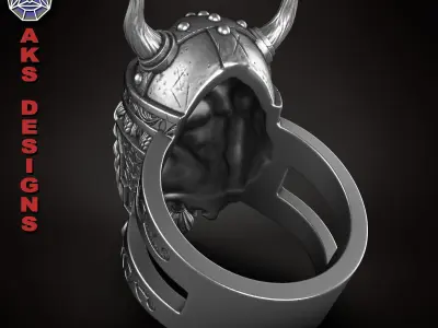 Animal Ring Jewelry Ancient viking warrior guerilla v1 3D print model