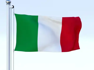 Animated Italy Flag Low-poly 3D model