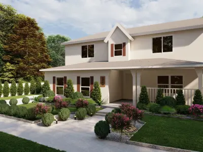 3D Exterior Scene 3D model design garden and landscape 3D model 28