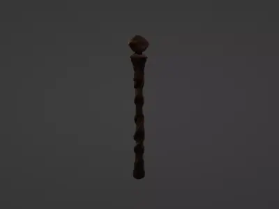Ancient Wizards Staff with Glowing Crystal Orb 3D model