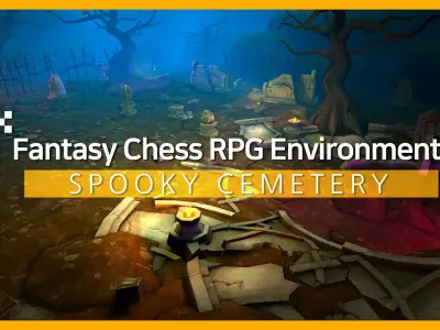 Fantasy Chess RPG Environment - Spooky Cemetery Low-poly 3D model