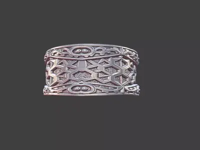 Japanese Hexagon Pattern Ring Silver Jewelry 3D Model 3D print model