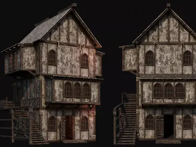 MEDIEVAL 04 with INTERIORS 4K TEXTURES Low-poly 3D model