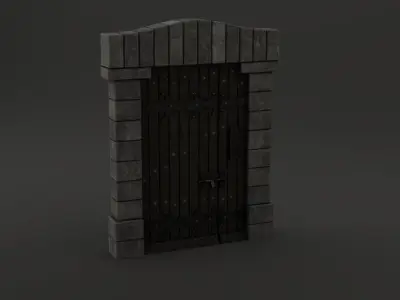 Medieval Door Double Bolt Latch Door 3D Model Low-poly 3D model