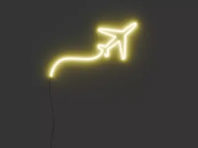 aeroplane neon light sign 3D model