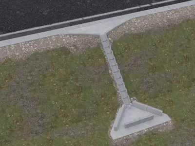 Road Stepped spillway set Low-poly 3D model