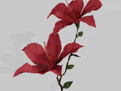 Hibiscus Low-poly 3D model