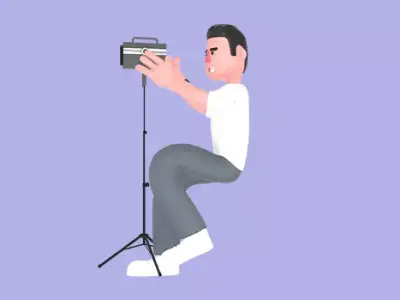 Stylized 3D Male Photographer Character - Adjusting Studio Light 3D model