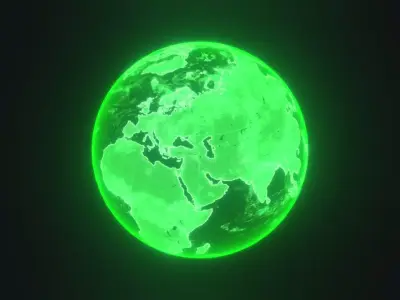 Green Hologram Planet Earth Hologram Sci-Fi 3D Model Low-poly 3D model