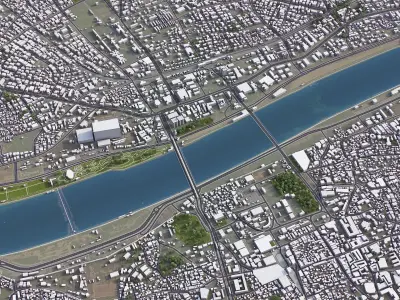 Ahmedabad - 3D City Model Low-poly 3D model