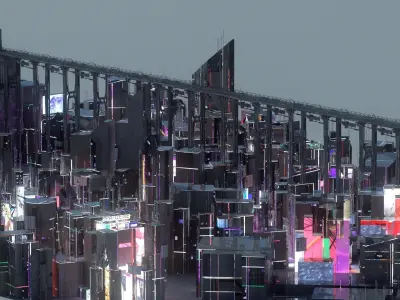 Sci Fi Cyberpunk City Buildings Futuristic  3D model