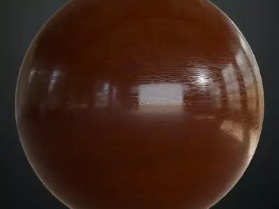 Polished Dark Mahogany Wood Surface PBR Texture