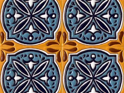 Blue Medallion Talavera Ceramic Tiles Texture