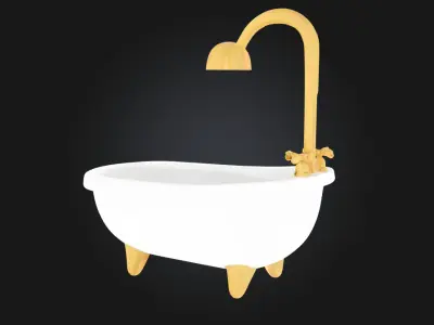 Golden Tub  Luxurious Elegance in a Classic Bath Fixture 3D model