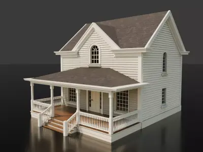American Cottage House 1 Low-poly 3D model
