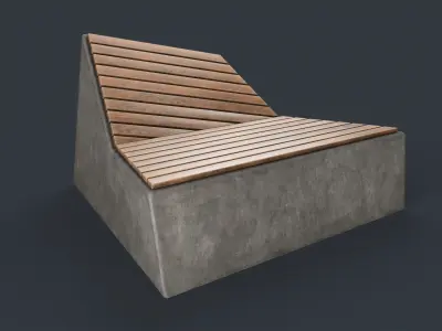 Modern Outdoor Bench 88 PBR Game Ready Low-poly 3D model