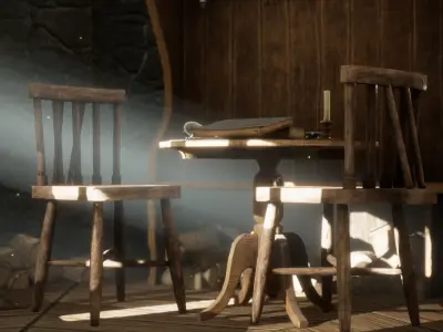 Hagrids Hut medieval prop pack Low-poly 3D model