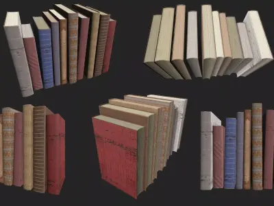 Old Books PBR pack Low-poly 3D model