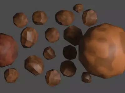 Stylized Wet Brown Rocks of Lake Pack Low-poly 3D model