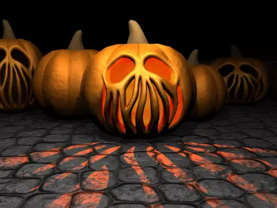 Creepy low poly jack-O-Lantern Pumpkin for Halloween Low-poly 3D model