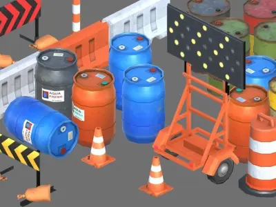 Construction prop sets Low-poly 3D model