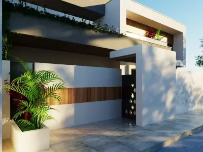 3D Model Modern Two-Story House Low-poly 3D model