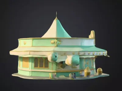 Stylized Carnival Cafe 3D Model  Low Poly Festival Asset Low-poly 3D model