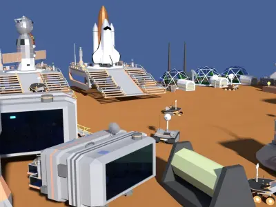 Low Poly Cartoony Space Colony Pack Low-poly 3D model