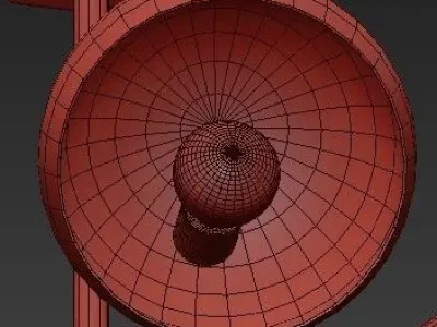 sputnik chandelier in gold with six glass shades 3D model