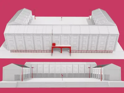 School building environment 3D model or public - untextured 3D model