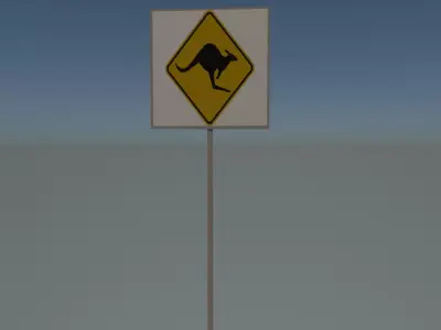 Kangaroo sign Low-poly 3D model