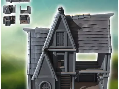 Medieval house with large open interior barn 11 - Medieval Gothi 3D print model