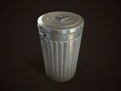 Metal trash can Low-poly 3D model get
