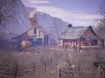 Log Cabin Modular Pack  200 Assets Low-poly 3D model