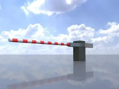 Railway Crossing Barrier 3 m closed Low-poly 3D model