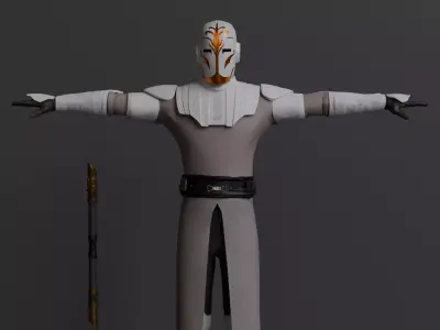 Jedi Temple Guard Rigged 3D Asset And High Quality Lightsaber 3D model