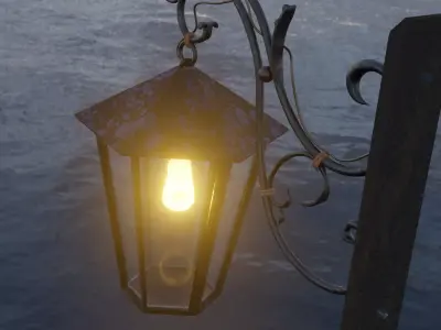 Japanese street lamp  Low-poly 3D model