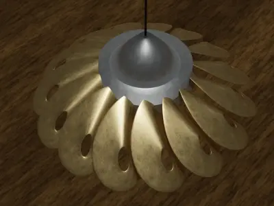 Brass Floral Pendant Lamp 3D model