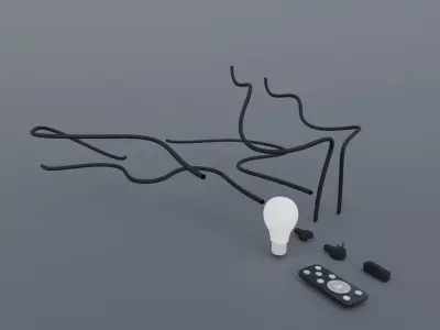 Free Electronic Components Contoller Cabels Bulb Plug Components Free low-poly 3D model