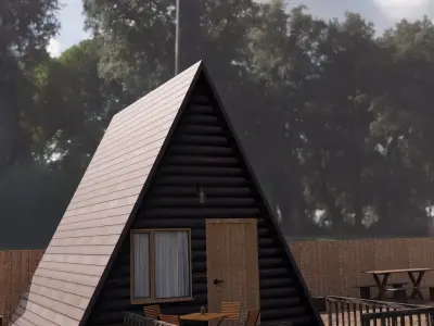 3D-Scene cabin in woods Free 3D model