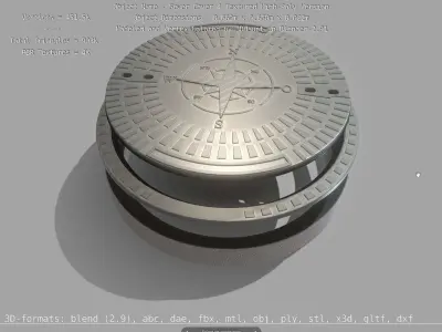 Sewer Cover 4 Textured High-Poly Version 3D model