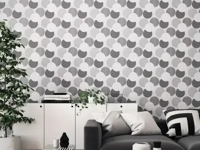Monochrome Geo Petals Wallpaper Texture