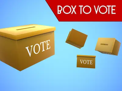 BOX TO VOTE CARTOON STYLIZED Low-poly 3D model