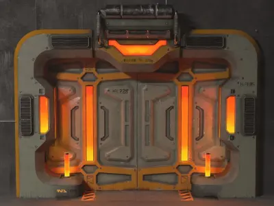 Sci-Fi Door v2 Low-poly 3D model