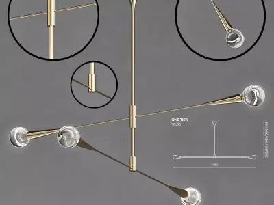 TEARDROP 3 clock with three rods 3D model