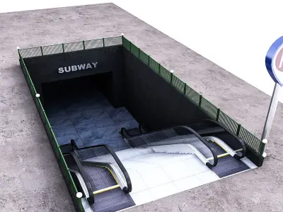 Subway Entrance Low-poly 3D model