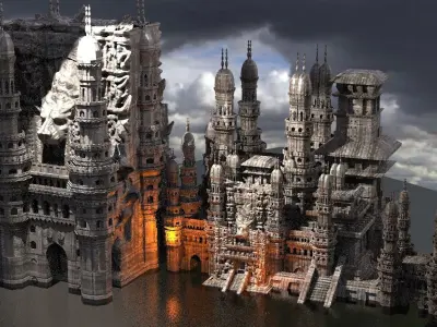 Oasis Xerxes Desert temple Kitbash 1 3D model